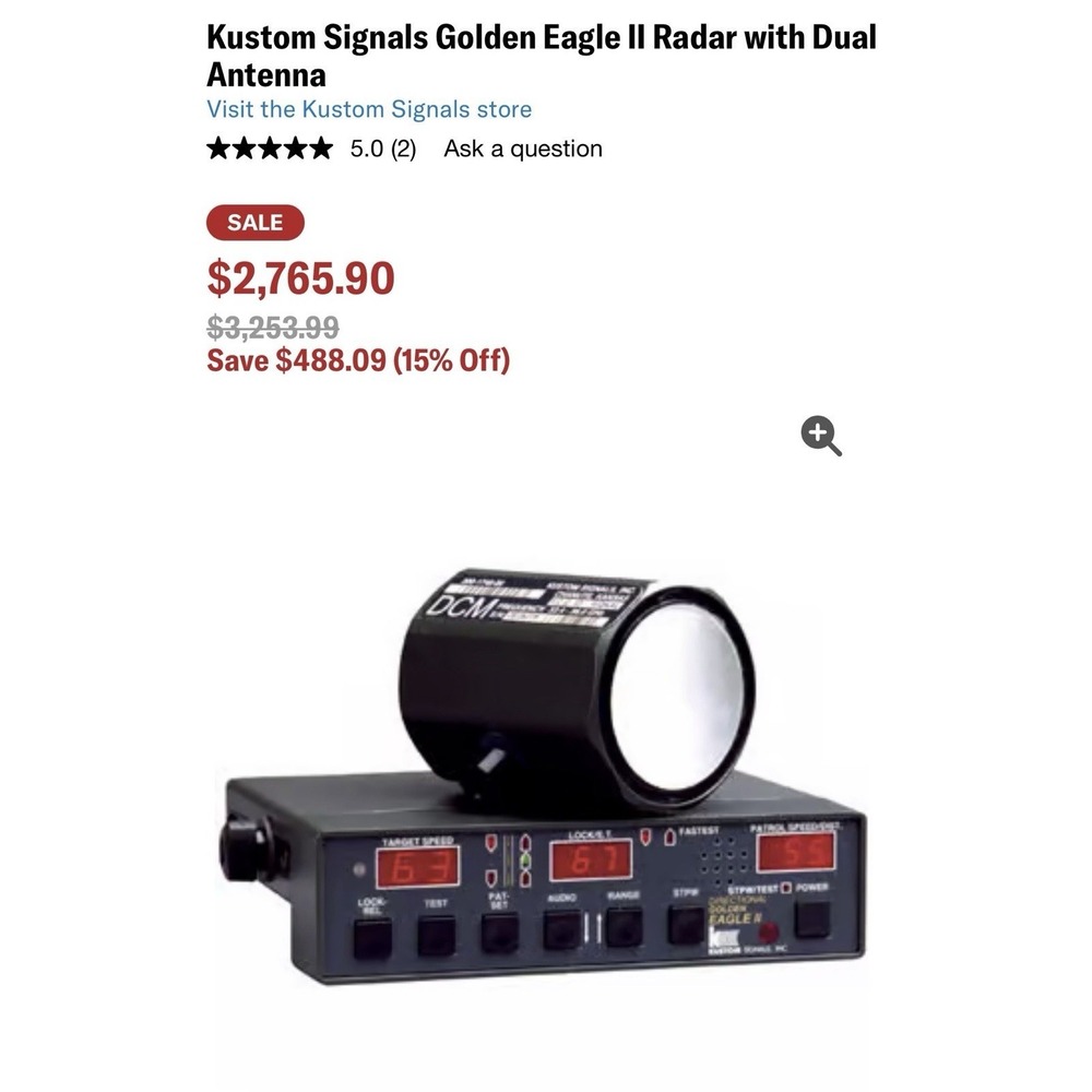 Kustom Signals Golden Eagle II Ka-Band Police Radar  NIB